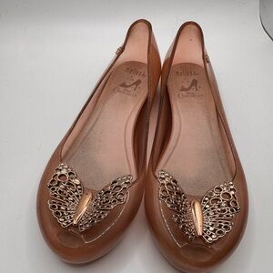 Melissa Kids Girls Disney Cinderella Peach Butterfly Dress Shoes